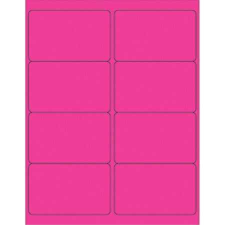 Officespace 4 x 2.5 in. Fluorescent Pink Rectangle Laser Labels OF3359536